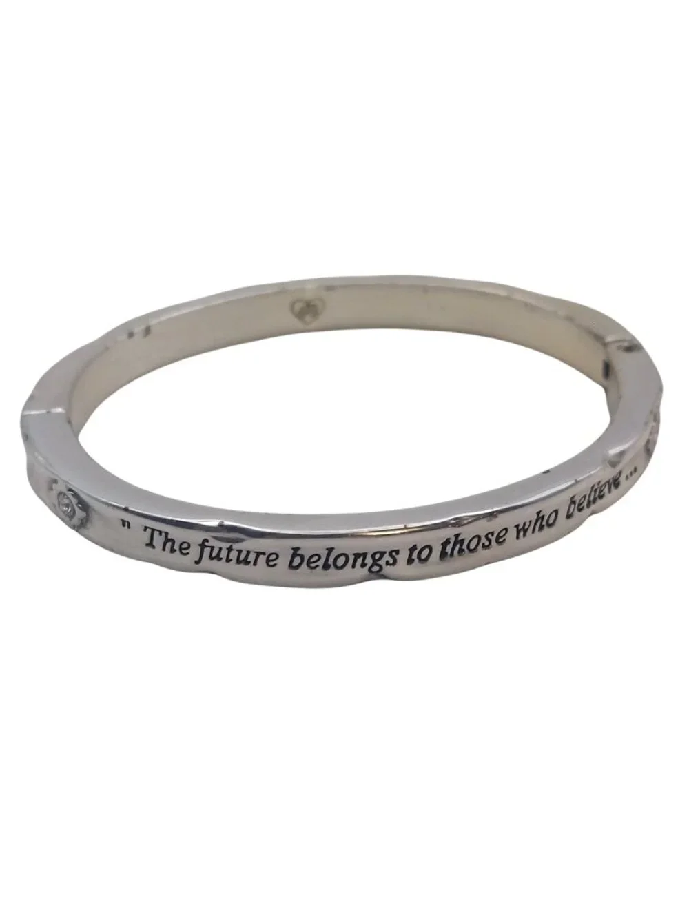 Brighton Hinged Bangle Bracelet Silver Plated Roosevelt The Future Belongs Quote
